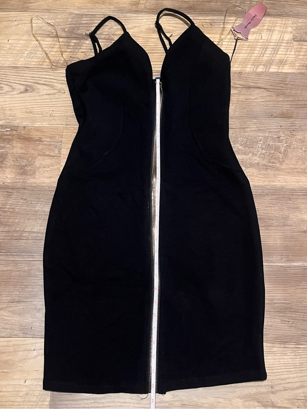 Haute Monde Black Mini Dress with Gold Center Zip- size medium NEW WITH TAGS - Picture 9 of 9